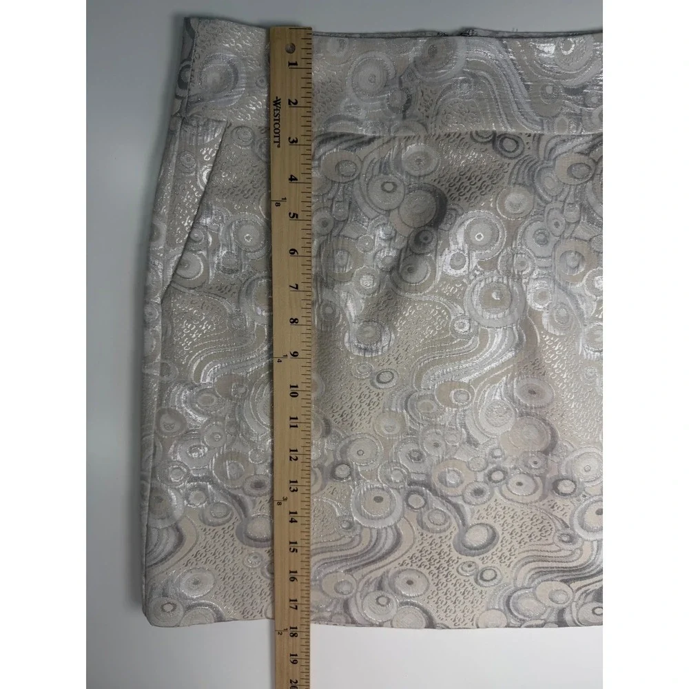 Banana Republic Silver Metallic Jacquard Mini Skirt Swirl Brocade 6 Fall 2011